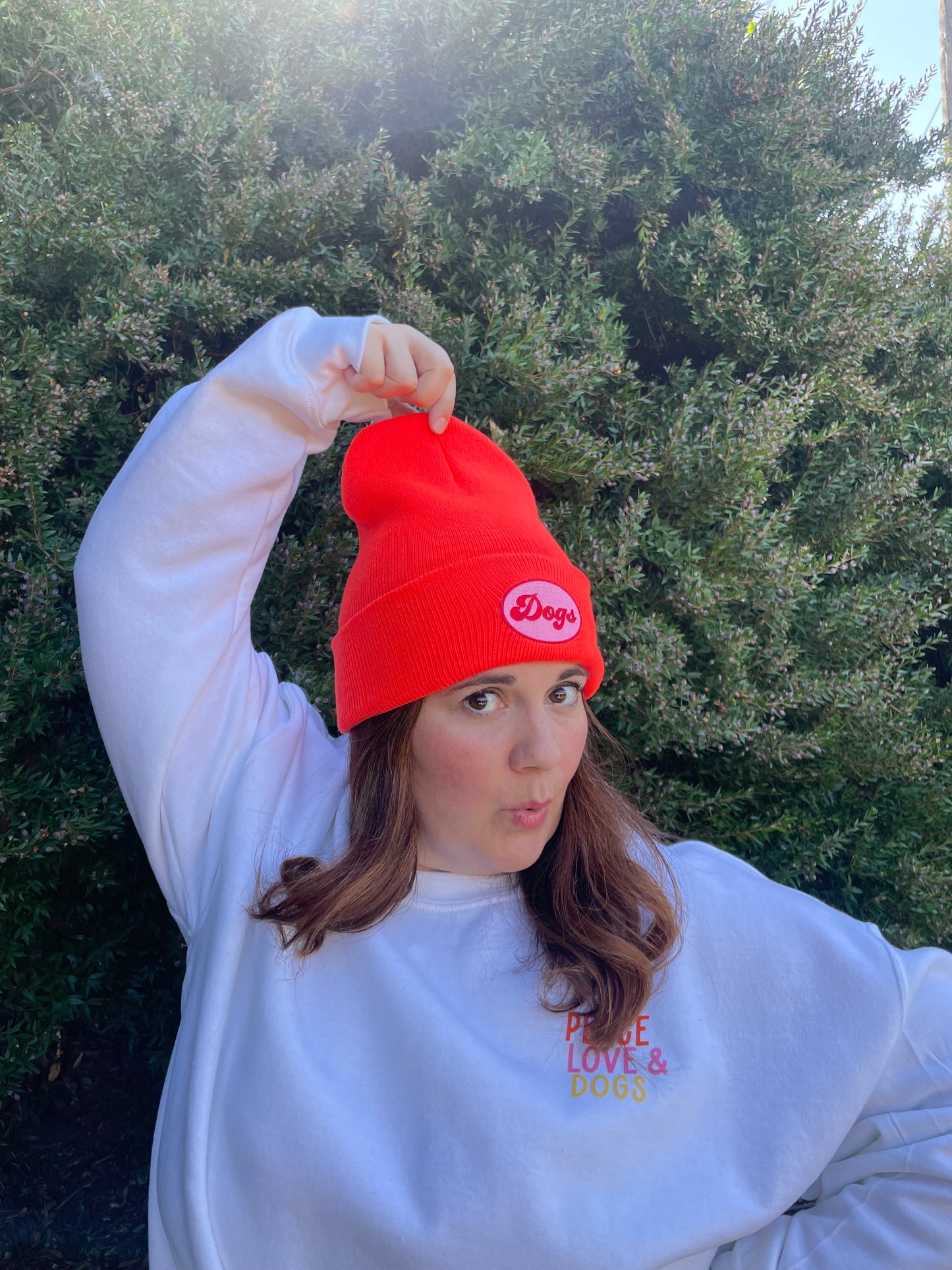 Orange Beanie with Embroidered Patch