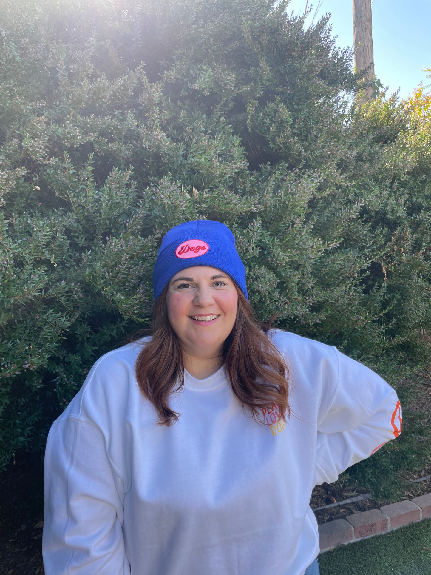 Blue Beanie with Embroidered Patch