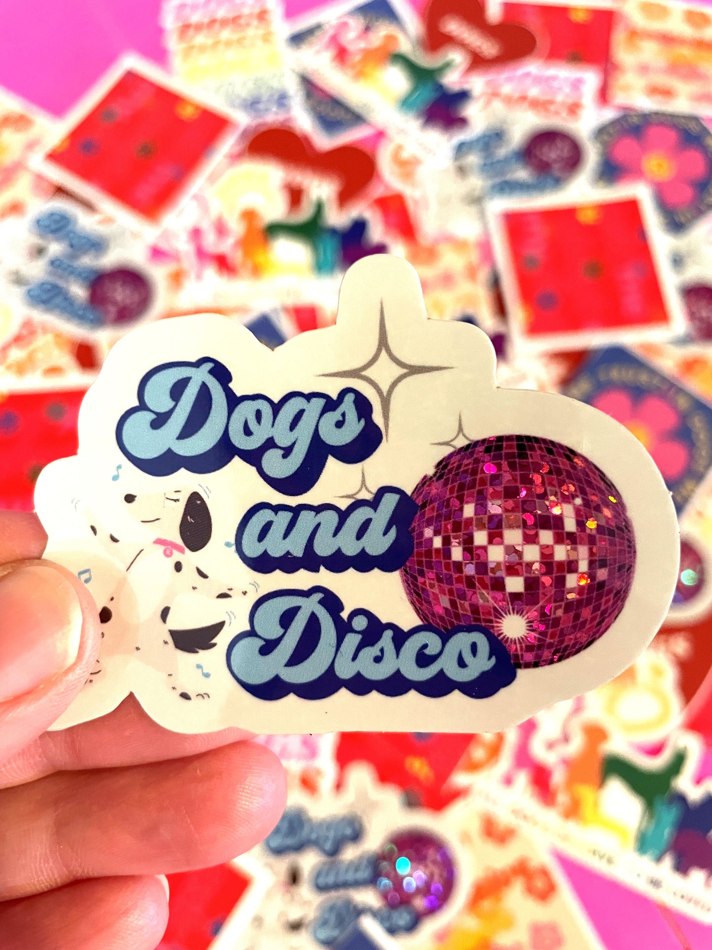 DOGS AND DISCO STICKER