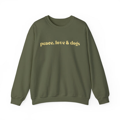 PEACE LOVE & DOGS SWEATSHIRT OLIVE AND CREAM