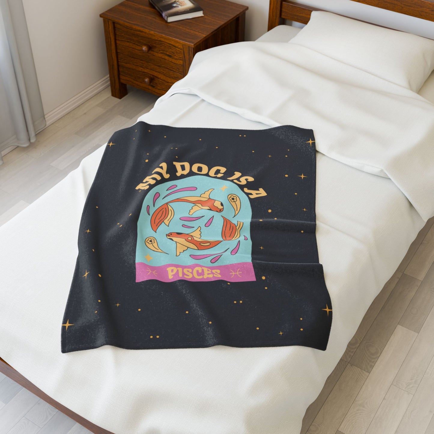 My Dog is a Pisces Plush Blanket