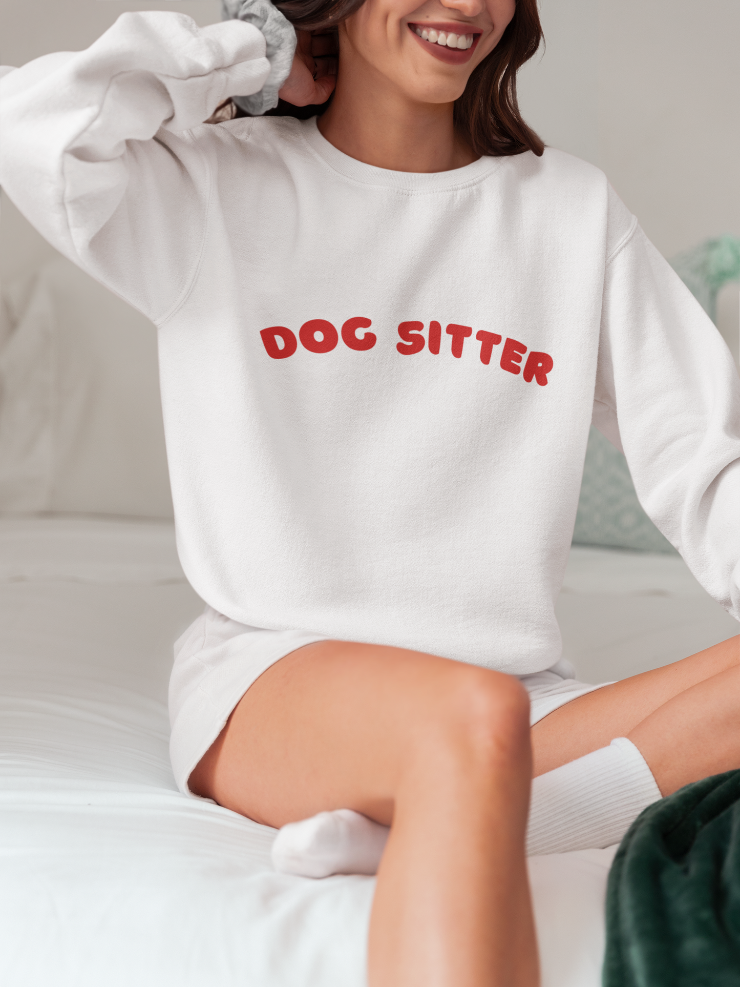 Dog Sitter Crewneck Sweatshirt | Red Text