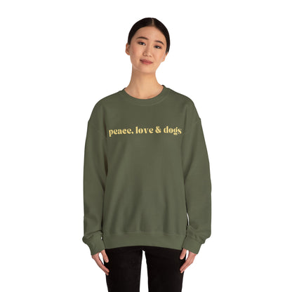 PEACE LOVE & DOGS SWEATSHIRT OLIVE AND CREAM