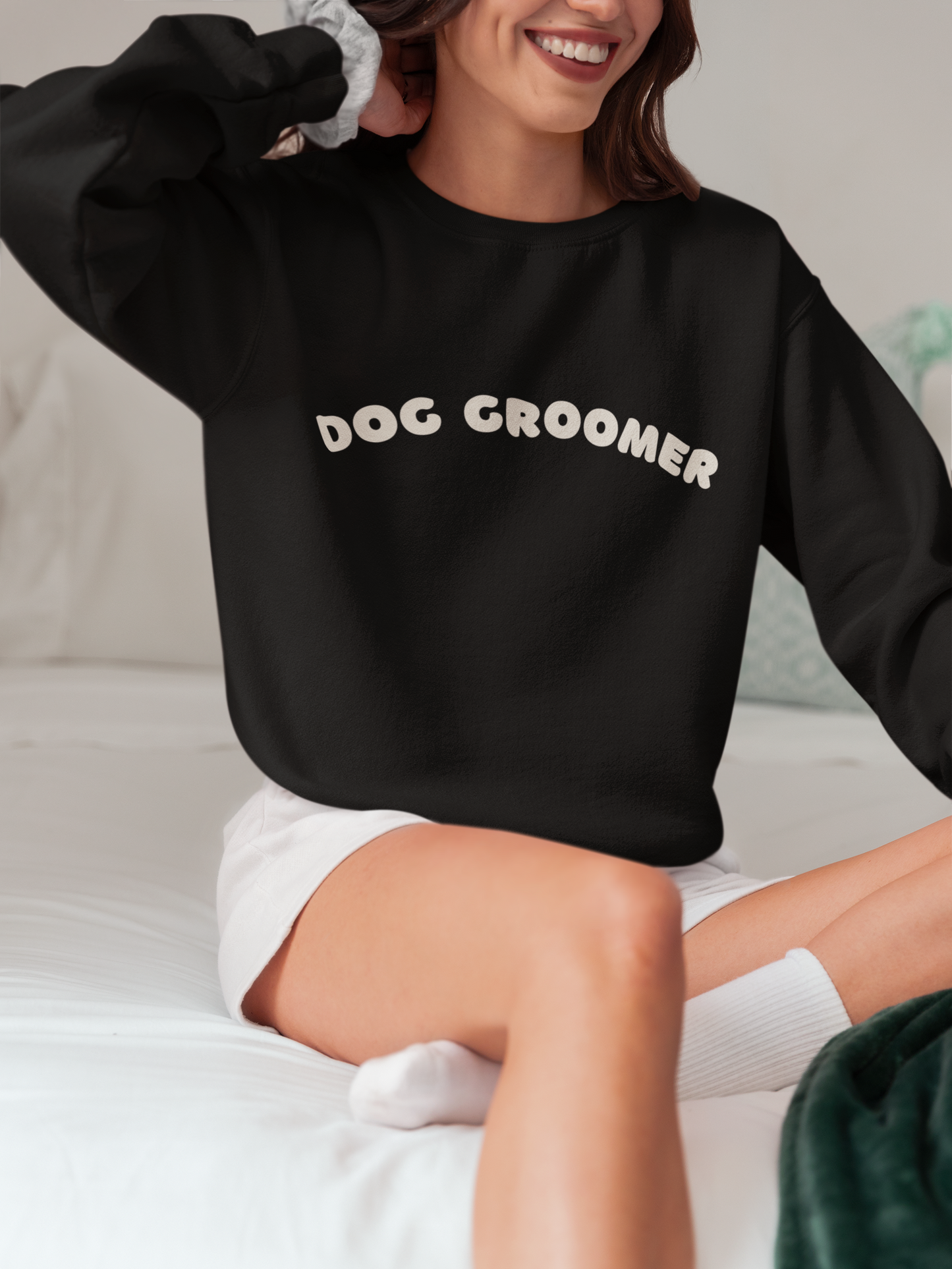 Dog Groomer Crewneck Sweatshirt | White text