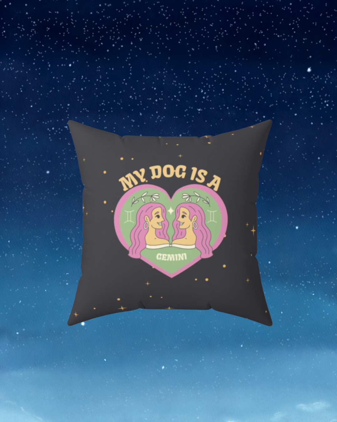 My Dog is a Gemini Throw Pillow