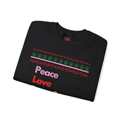 Peace Love Dogs Ugly Christmas Sweatshirt
