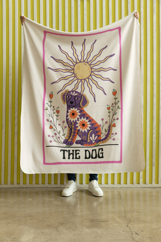 The Dog Tarot Card Sherpa Blanket 50x60