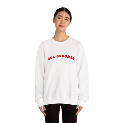 Dog Groomer Crewneck Sweatshirt | Red text