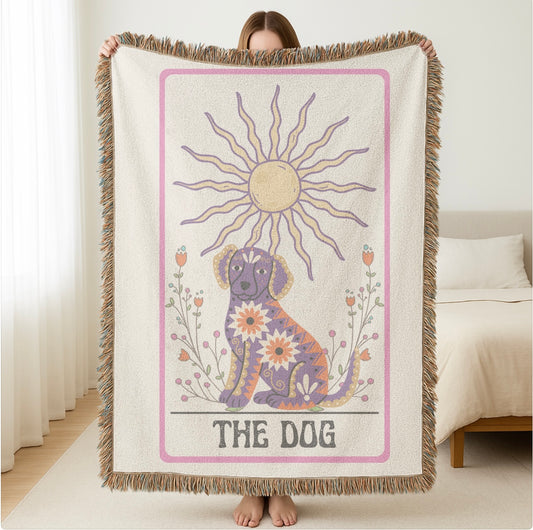 The Dog Tarot Card Woven Blanket