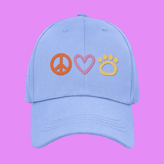 Embroidered Peace Love & Dogs Cap