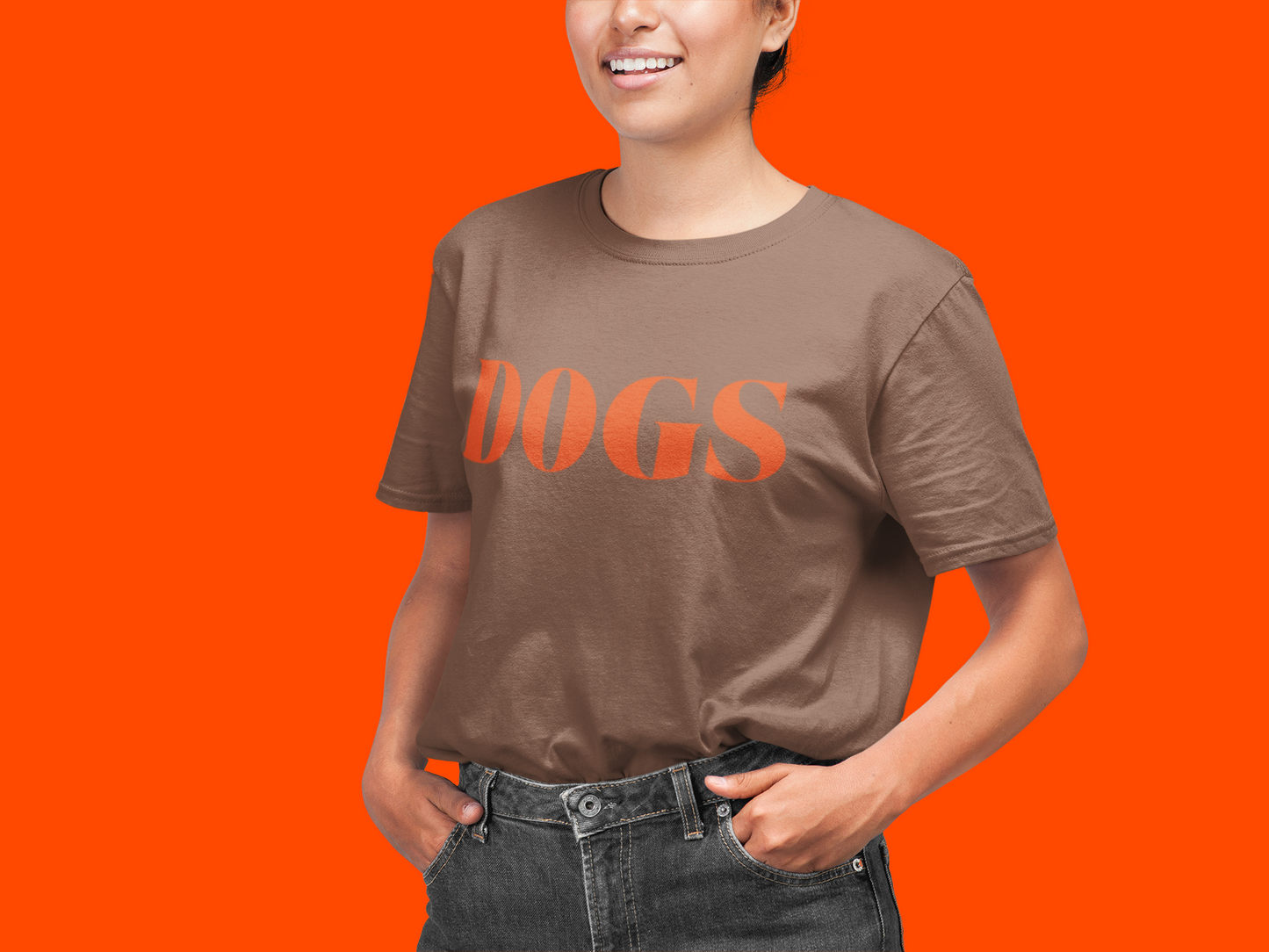 DOGS T SHIRT BROWN + ORANGE