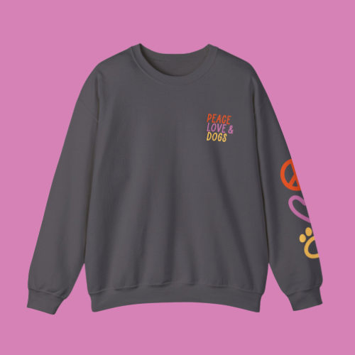 PEACE LOVE & DOGS SWEATSHIRT- GREY
