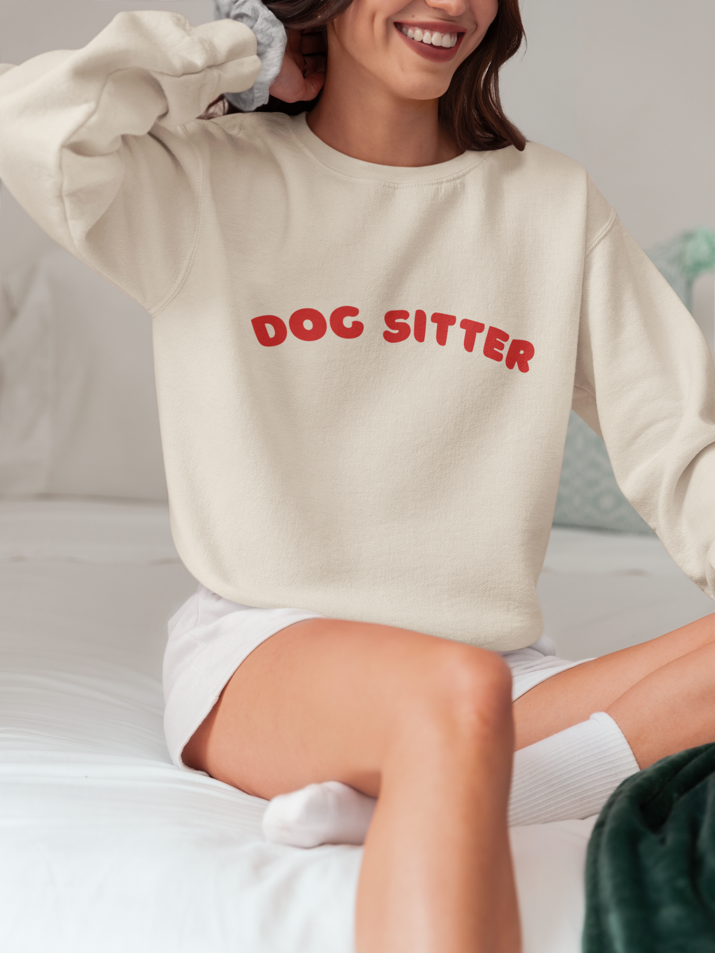 Dog Sitter Crewneck Sweatshirt | Red Text