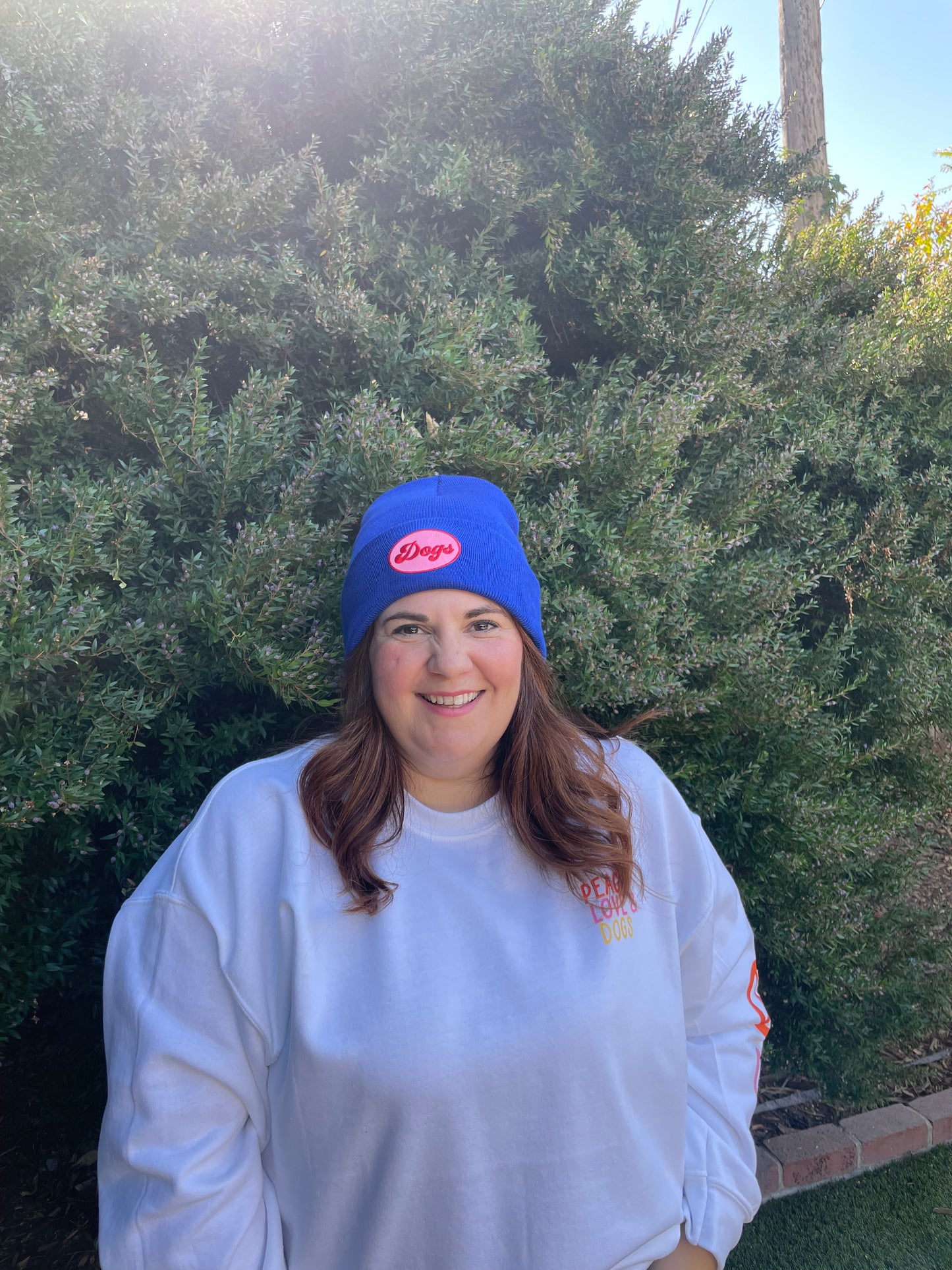 Blue Beanie with Embroidered Patch