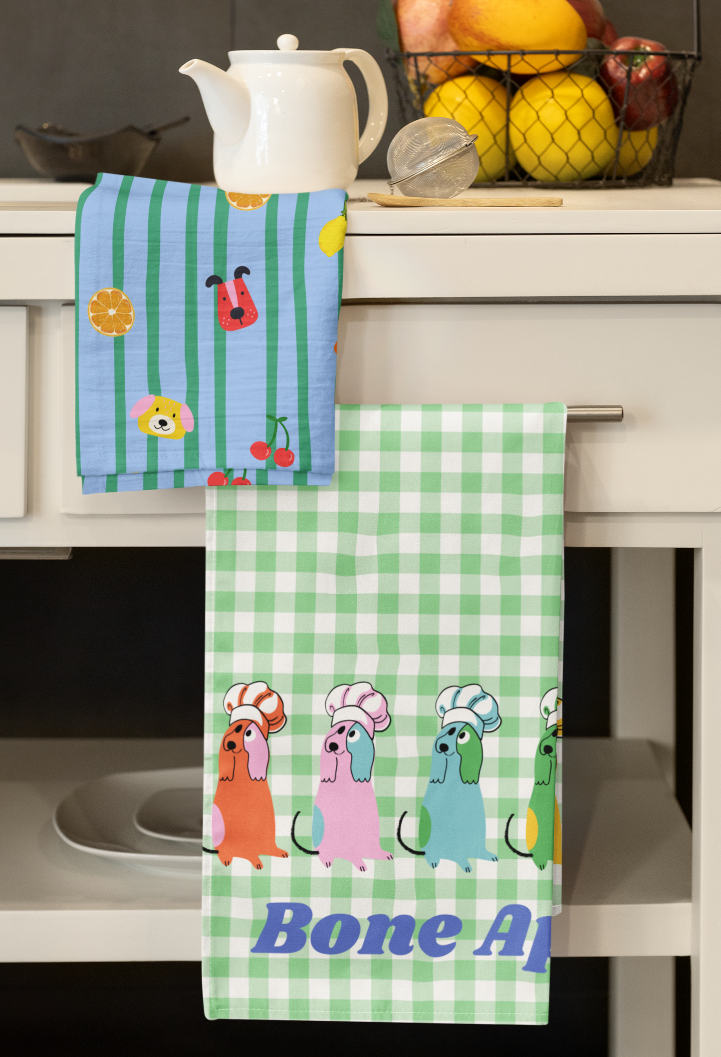 Gingham Bone Appetite Dish Towel