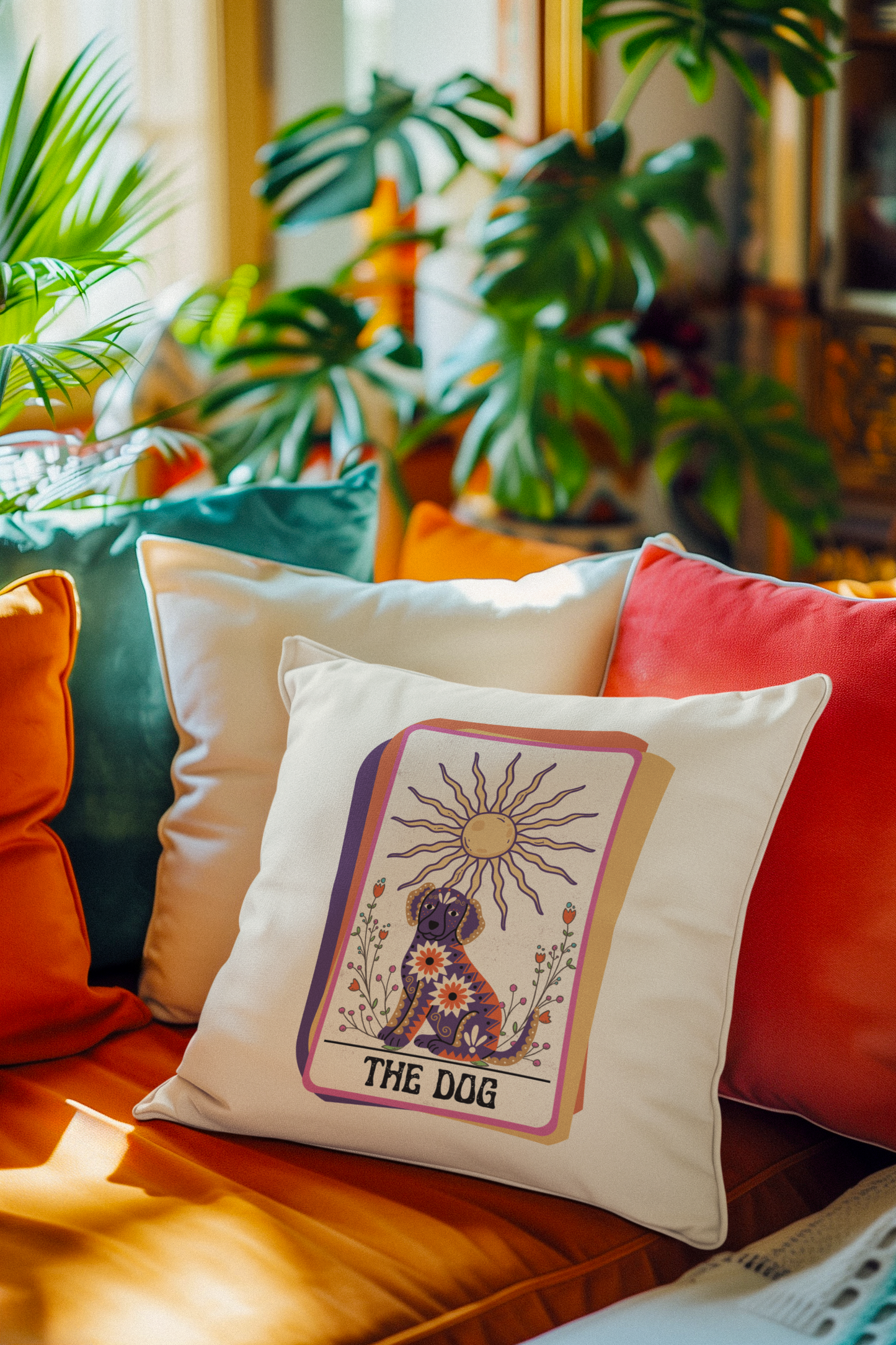 The Dog Tarot Card Throw Pillow