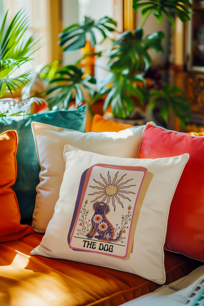 The Dog Tarot Card Throw Pillow