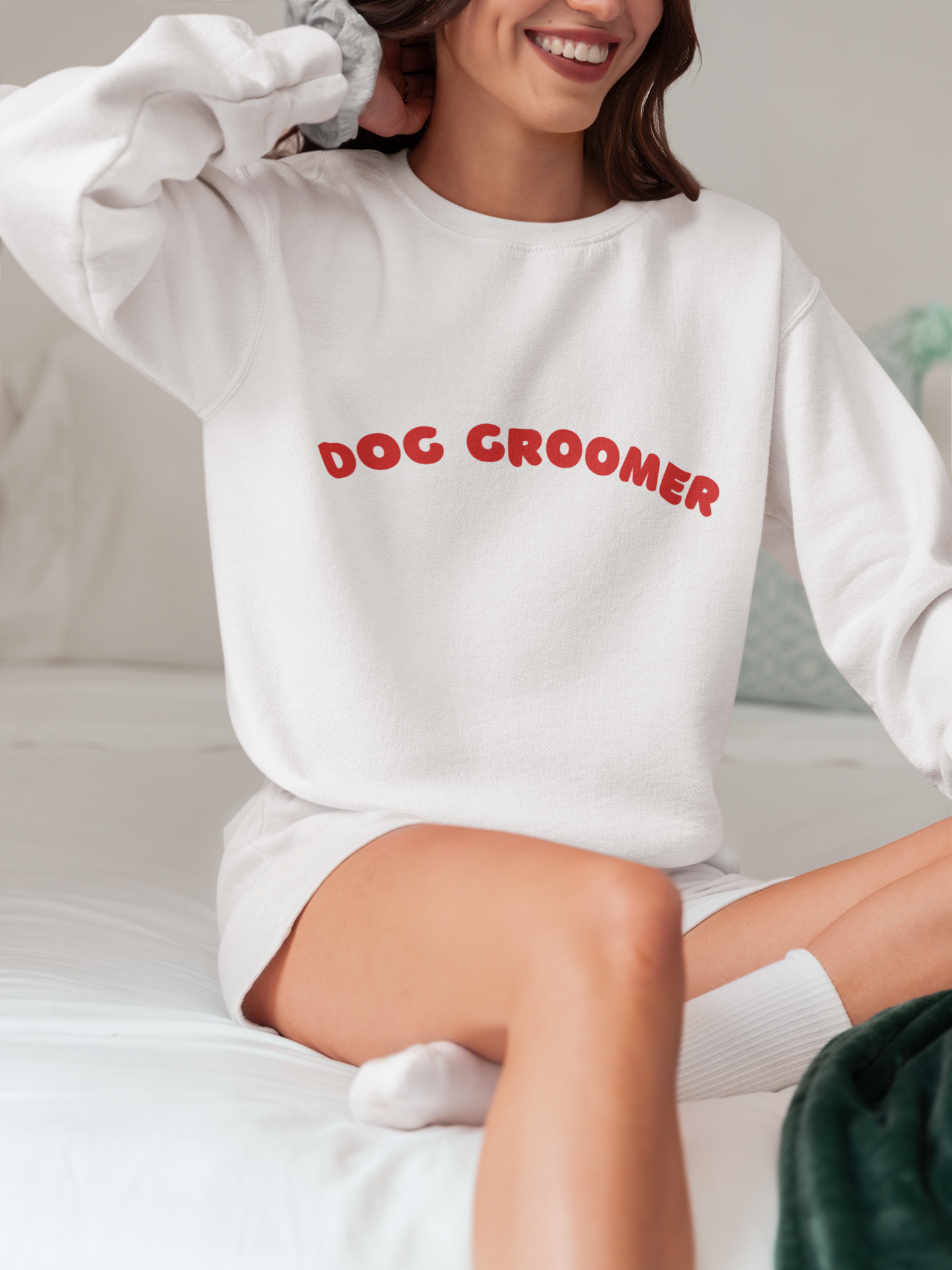 Dog Groomer Crewneck Sweatshirt | Red text