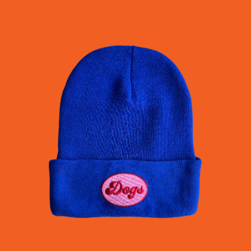Blue Beanie with Embroidered Patch
