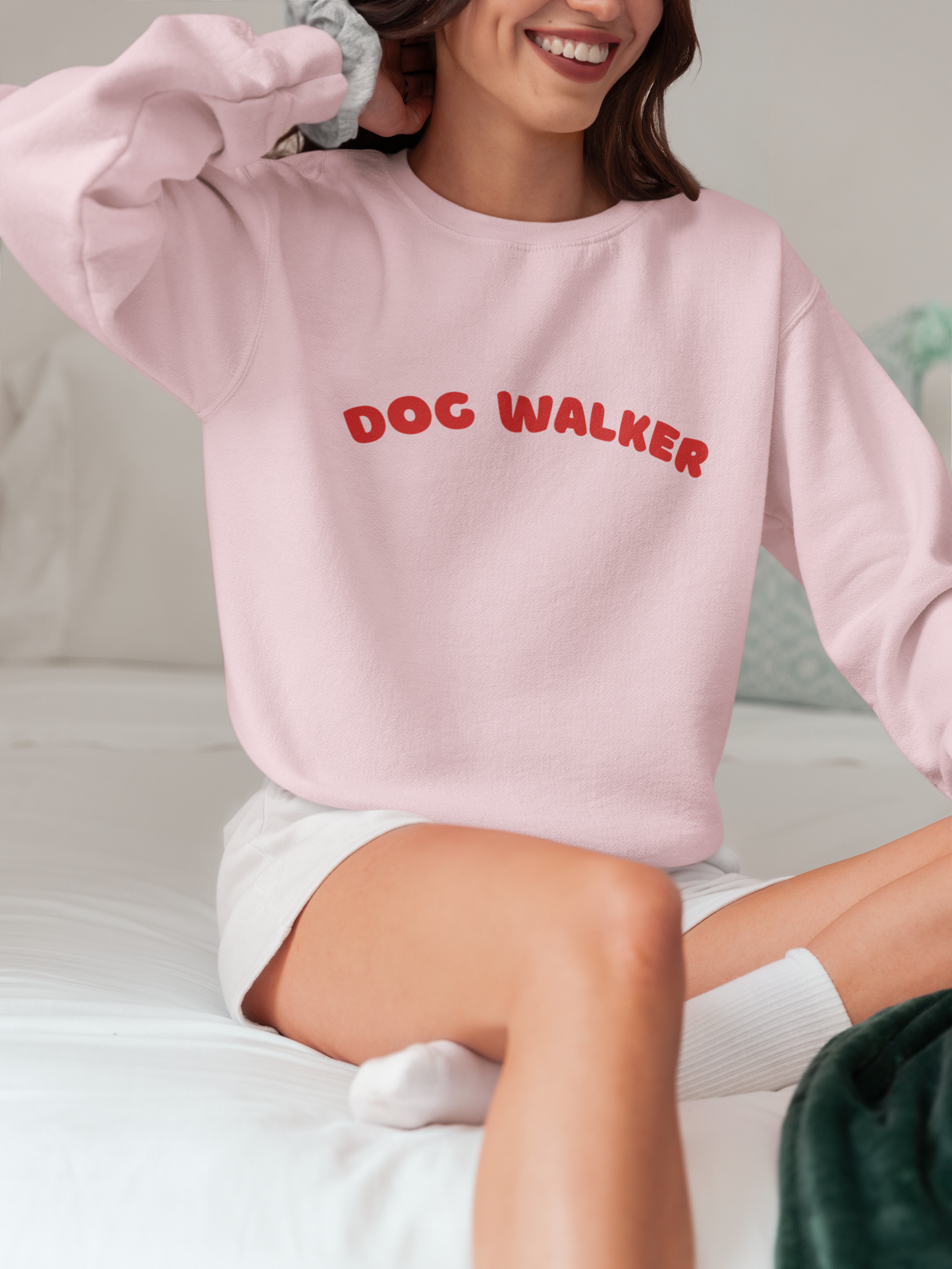 Dog Walker Crewneck Sweatshirt | Red Text