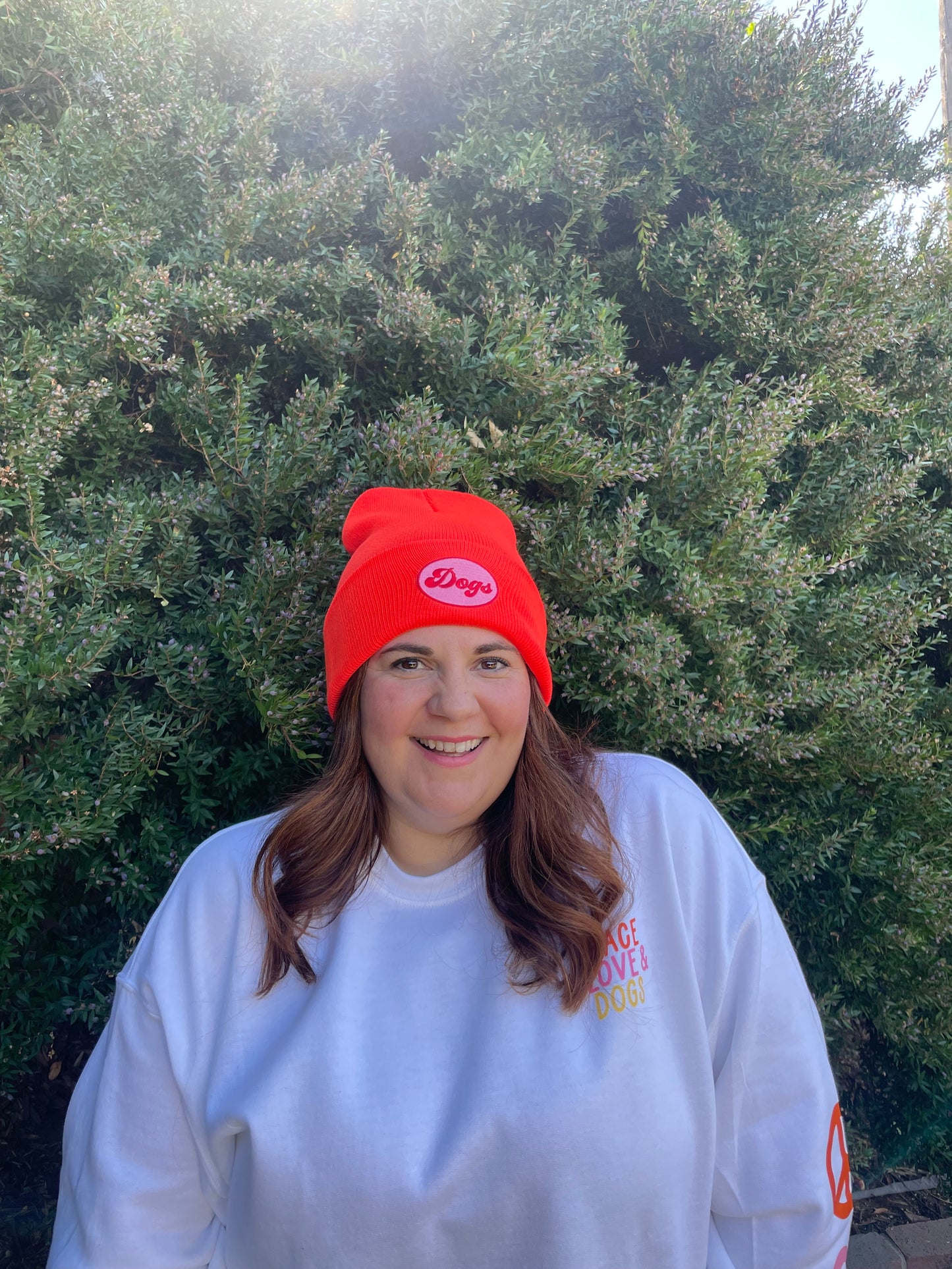 Orange Beanie with Embroidered Patch
