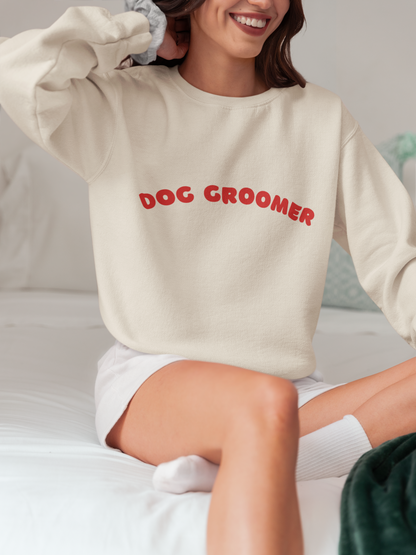 Dog Groomer Crewneck Sweatshirt | Red text