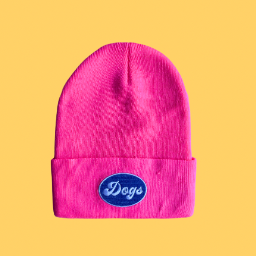 Pink Beanie with Embroidered Patch