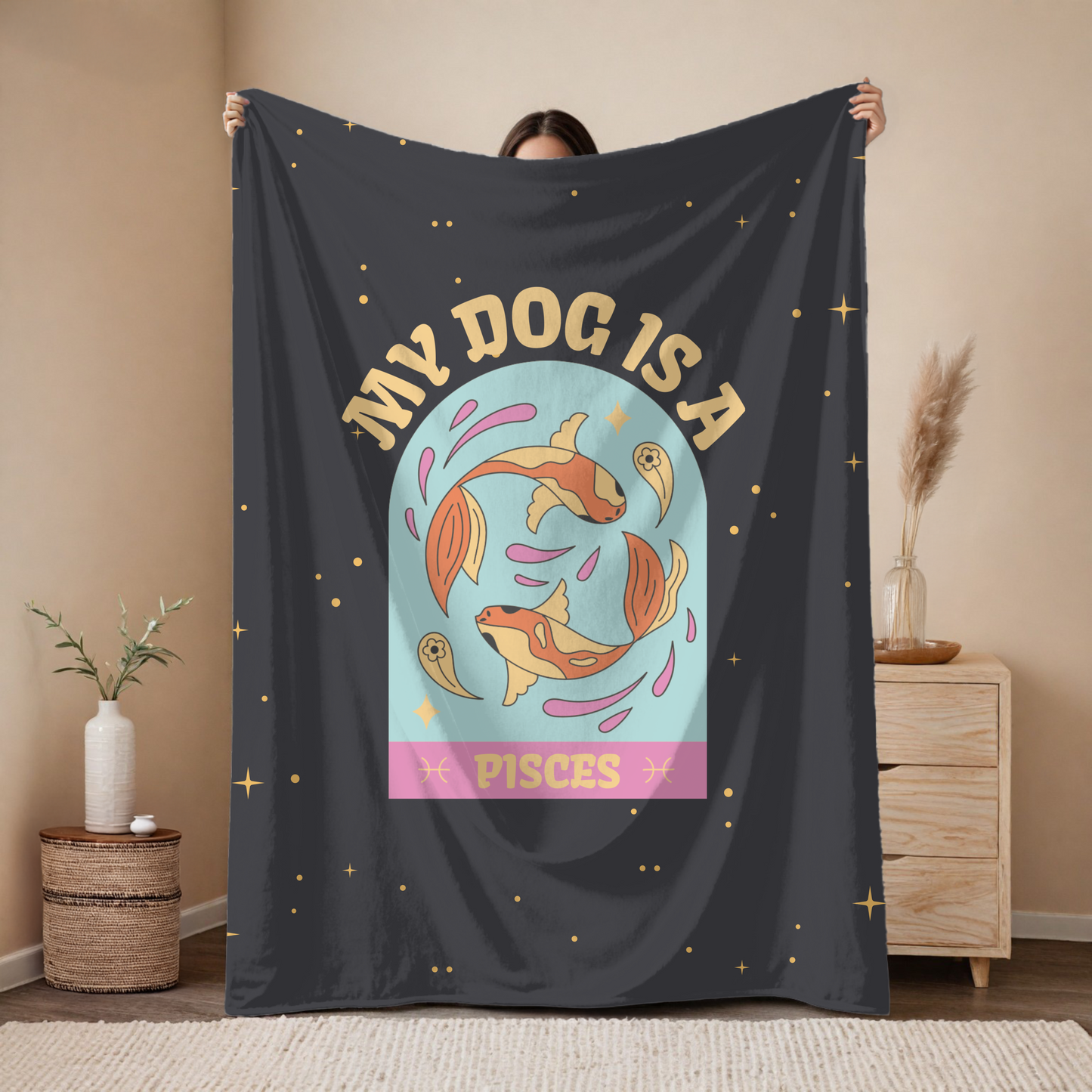 My Dog is a Pisces Plush Blanket