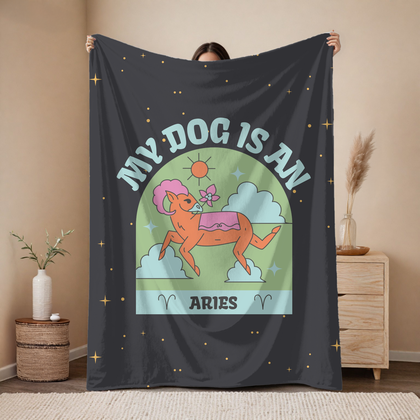 My Dog is an Aries Plush Blanket