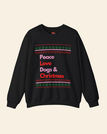 Peace Love Dogs Ugly Christmas Sweatshirt