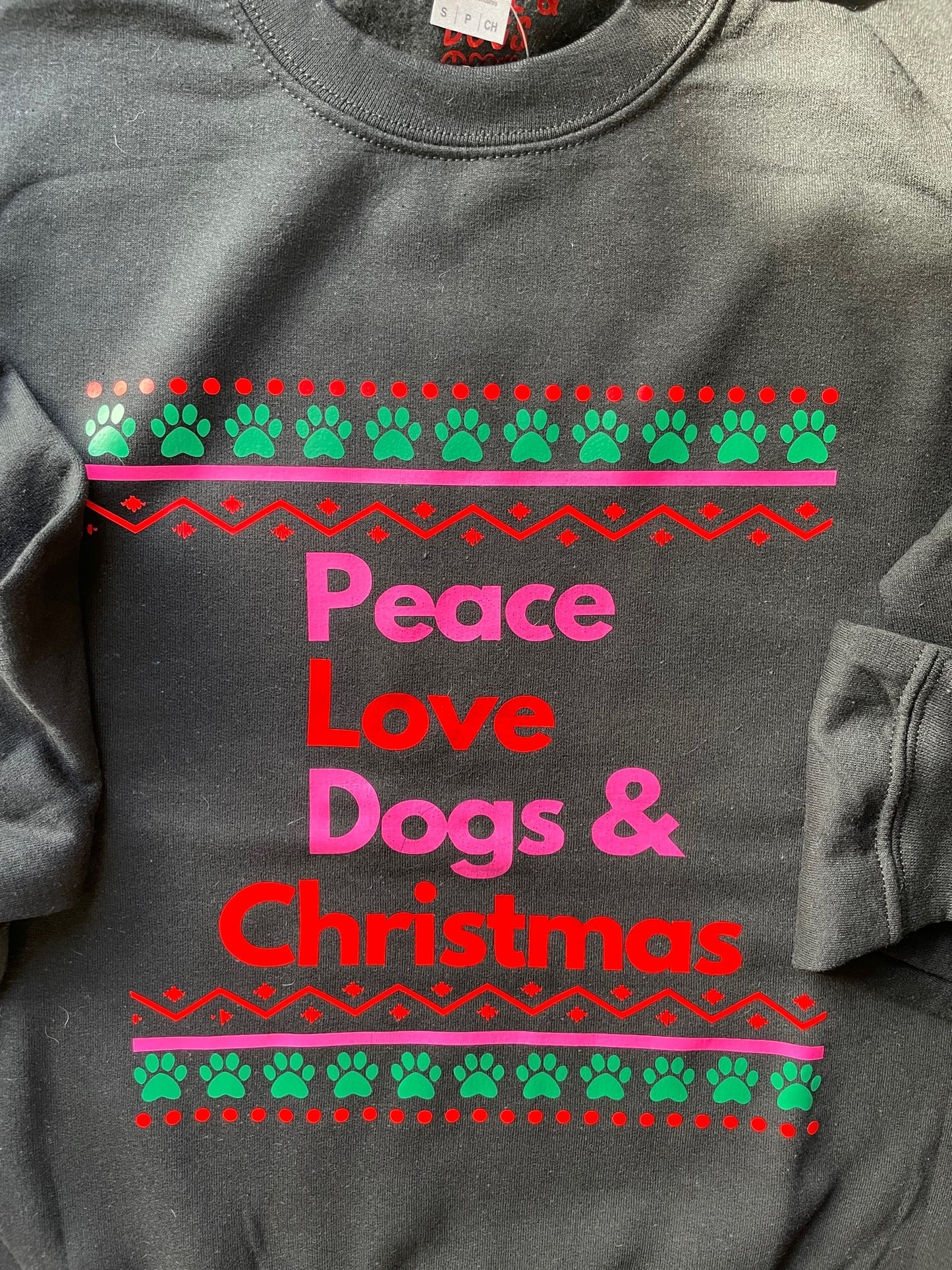 PEACE LOVE DOGS & CHRISTMAS SWEATSHIRT